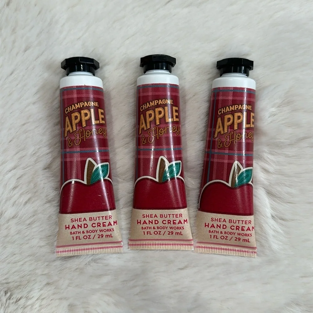 NEW Bath& Body Works Set of 3 Shea Butter Hand Cream Champagne Apple & Honey